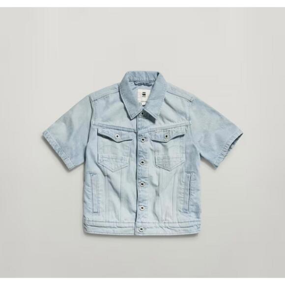 NWT G-Star RAW Arc Short Sleeve Denim Jacket Women’s Electric Blue Size Small - Picture 8 of 8